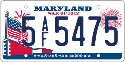 MD license plate 5AF5475