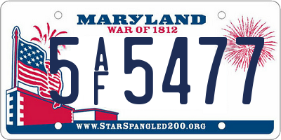 MD license plate 5AF5477