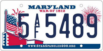 MD license plate 5AF5489