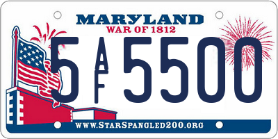 MD license plate 5AF5500