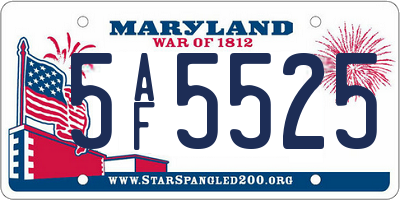 MD license plate 5AF5525
