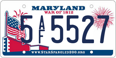 MD license plate 5AF5527