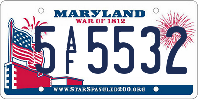 MD license plate 5AF5532