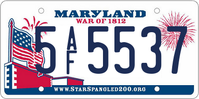 MD license plate 5AF5537