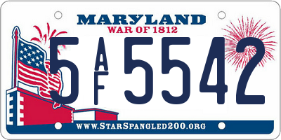 MD license plate 5AF5542