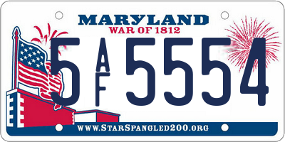 MD license plate 5AF5554