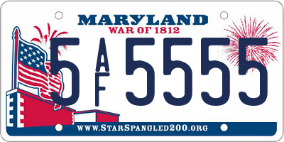 MD license plate 5AF5555