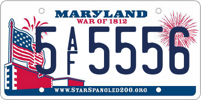 MD license plate 5AF5556