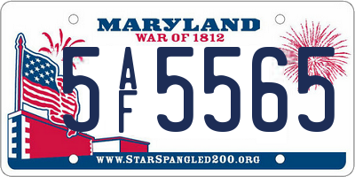 MD license plate 5AF5565