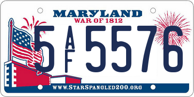 MD license plate 5AF5576