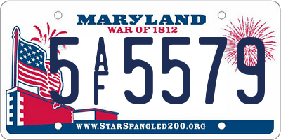 MD license plate 5AF5579