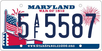 MD license plate 5AF5587