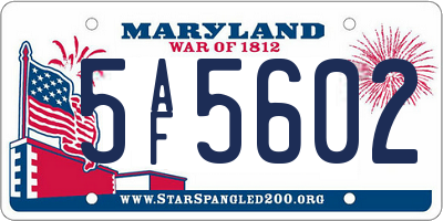 MD license plate 5AF5602