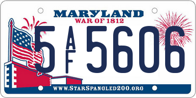 MD license plate 5AF5606
