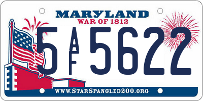 MD license plate 5AF5622