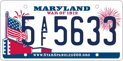 MD license plate 5AF5633