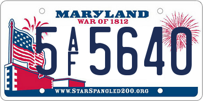 MD license plate 5AF5640