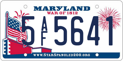 MD license plate 5AF5641