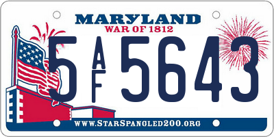 MD license plate 5AF5643