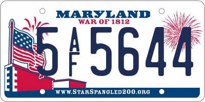 MD license plate 5AF5644
