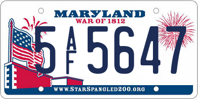 MD license plate 5AF5647