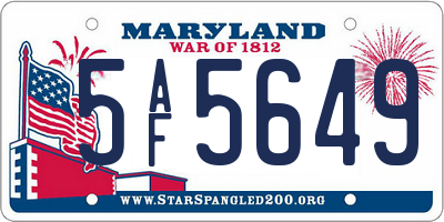 MD license plate 5AF5649