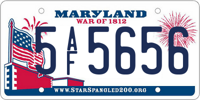 MD license plate 5AF5656