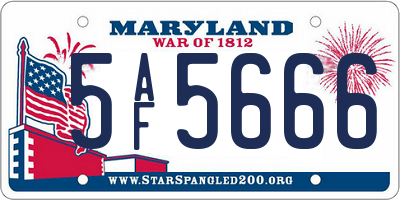 MD license plate 5AF5666