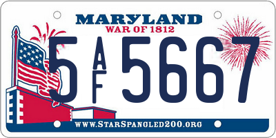 MD license plate 5AF5667