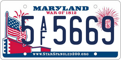 MD license plate 5AF5669