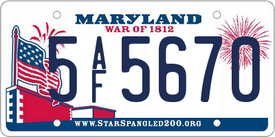 MD license plate 5AF5670