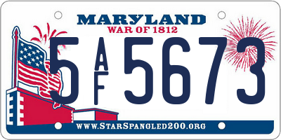 MD license plate 5AF5673
