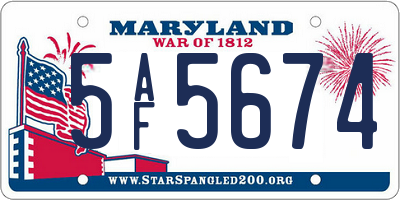 MD license plate 5AF5674