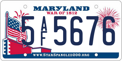 MD license plate 5AF5676