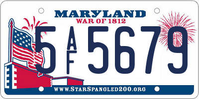 MD license plate 5AF5679