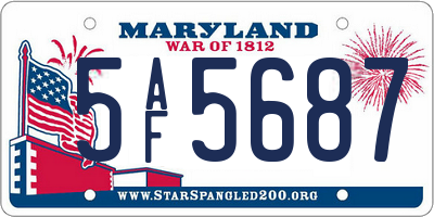 MD license plate 5AF5687