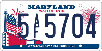 MD license plate 5AF5704