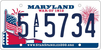 MD license plate 5AF5734