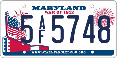 MD license plate 5AF5748