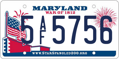 MD license plate 5AF5756