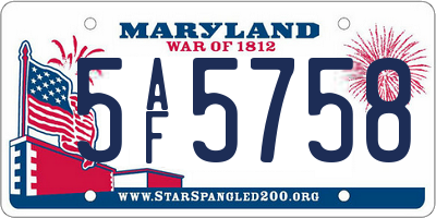 MD license plate 5AF5758