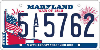 MD license plate 5AF5762