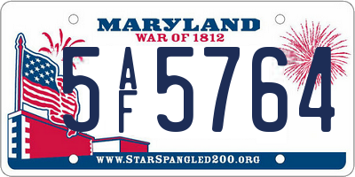 MD license plate 5AF5764