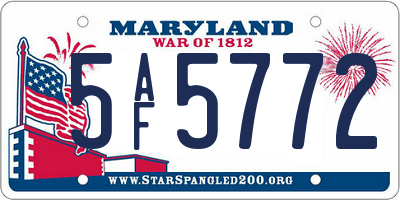 MD license plate 5AF5772