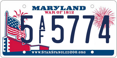 MD license plate 5AF5774