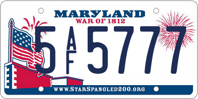 MD license plate 5AF5777