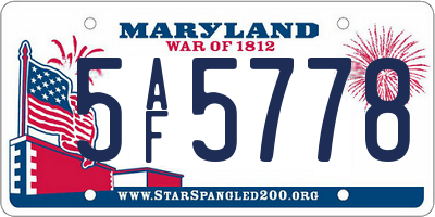 MD license plate 5AF5778