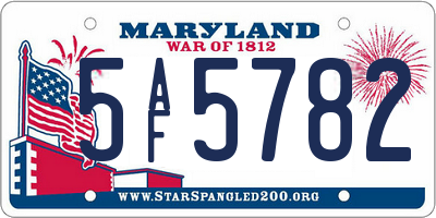 MD license plate 5AF5782