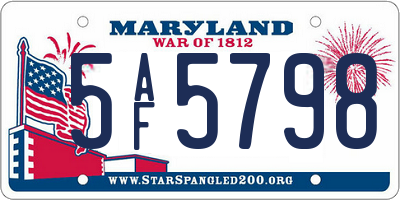 MD license plate 5AF5798