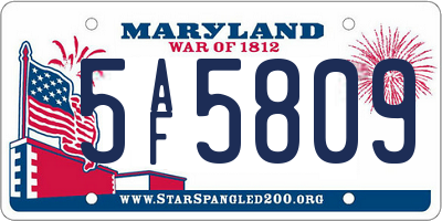 MD license plate 5AF5809